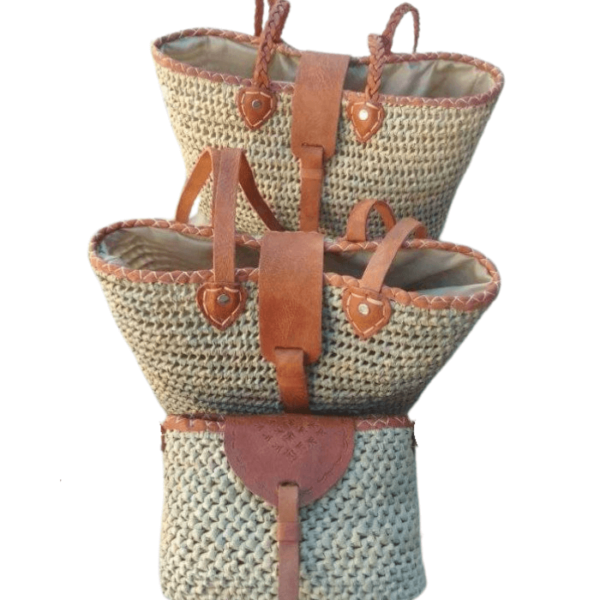 DGN-0101_ Handmade Moroccan Raffia Small Basket Tote Bag