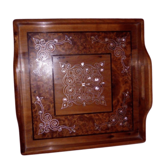 DGN-0554_ handmade Moroccan Thuya wood serving tray