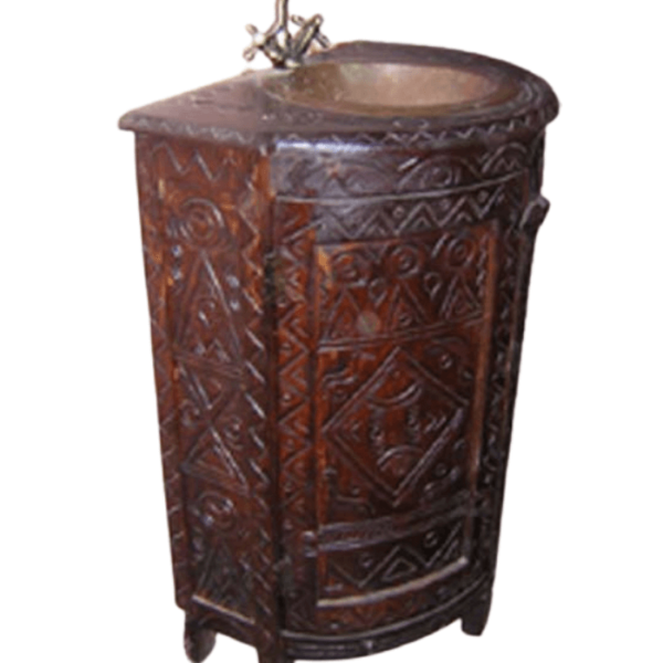 DGN-1059_Handmade Moroccan Carved Wood Washbasin Stand